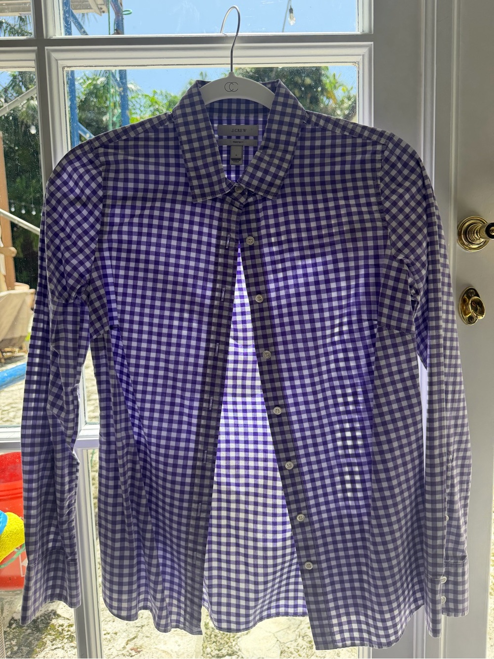 J. Crew Purple Gingham Button-Down Shirt